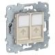 Розетка компьютерная с/у, 2хRJ45, категория 6 UTP, бежевый UNICA NEW Schneider Electric