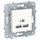 Розетка зарядная с/у, 2хUSB, 5 В / 2100 мА, белый UNICA NEW Schneider Electric