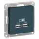 Розетка 2хUSB A+A, 5В/2,1 А, 2х5В/1,05 А, механизм, изумруд ATLASDESIGN Schneider Electric