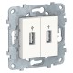 Розетка для передачи данных с/у, 2хUSB-Коннектор, белый UNICA NEW Schneider Electric