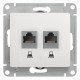 Розетка компьютерная 2хRJ45 категория 5е, с/у, белая, механизм GLOSSA Schneider Electric