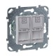 Розетка компьютерная 2хRJ45 категории 5е, с полем для надписи, белая UNICA Schneider Electric