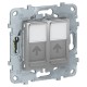 Розетка компьютерная с/у, 2хRJ45, категория 5е UTP, алюминий UNICA NEW Schneider Electric