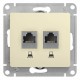 Розетка компьютерная 2хRJ45 категория 5е, с/у, молочный, механизм GLOSSA Schneider Electric