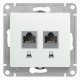 Розетка компьютерная 2хRJ45 категория 5е, с/у, перламутр, механизм GLOSSA Schneider Electric