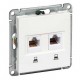 Розетка компьютерная 2хRJ45 категории 5е, механизм, белый W59 Schneider Electric