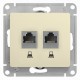 Розетка компьютерная 2хRJ45 категория 5е, с/у, бежевый, механизм GLOSSA Schneider Electric