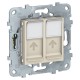 Розетка компьютерная с/у, 2хRJ45, категория 5е UTP, бежевый UNICA NEW Schneider Electric