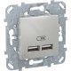 Розетка зарядное USB-устройство 2хUSB 2.1A с/у, алюминий UNICA TOP Schneider Electric