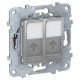 Розетка компьютерная с/у, 2хRJ45, категория 6 UTP, алюминий UNICA NEW Schneider Electric