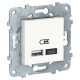 Розетка зарядная с/у 2хUSB, тип А+С, 5 В / 2400 мА, белый UNICA NEW Schneider Electric