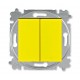 Выключатель кнопочный двухклавишный ABB Levit жёлтый / дымчатый чёрный 3559H-A87445 64W ABB