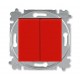 Выключатель кнопочный двухклавишный ABB Levit красный / дымчатый чёрный 3559H-A87445 65W ABB