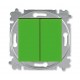 Выключатель кнопочный двухклавишный ABB Levit зелёный / дымчатый чёрный 3559H-A87445 67W ABB