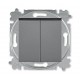 Выключатель кнопочный двухклавишный ABB Levit сталь / дымчатый чёрный 3559H-A87445 69W ABB