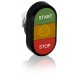 Кнопка двойная MPD4-11Y (зеленая/красная) желтая линза с текстом (START/STOP) ABB