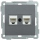 Розетка 2-местная компьютерная RJ45 Cat5e РК10-2-Б BOLERO антрацит